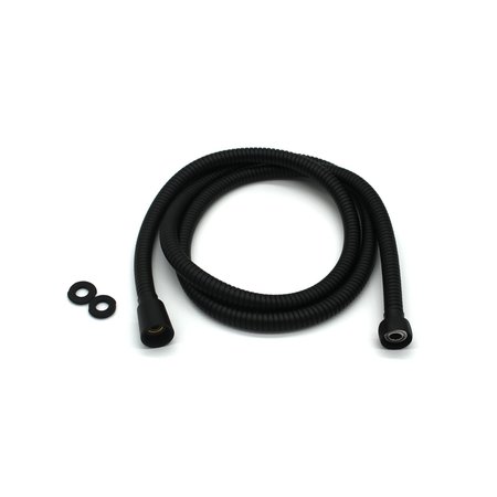 WESTBRASS 60-82" Extendable Hose SS202/Plated Jacket W/ EPDM liner; Brass/CP Hex Nut x Cone Nut in Matte Black D355E-62